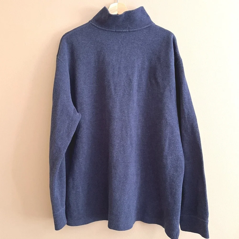 Polo Ralph Lauren Mens XL Quarter Zip Pullover Sweater Navy Blue Red Pony Logo